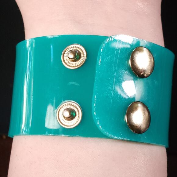 Modular Blue-Green Snap Clasp Bracelet - Customizable Vintage Charm - Picture 2 of 9